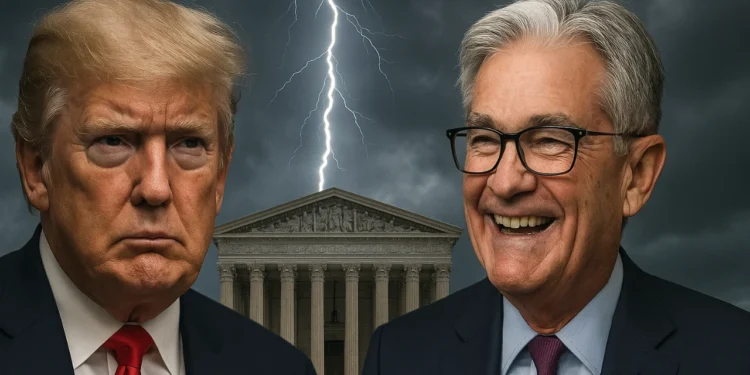 Trump a Jerome Powell - ilustračný